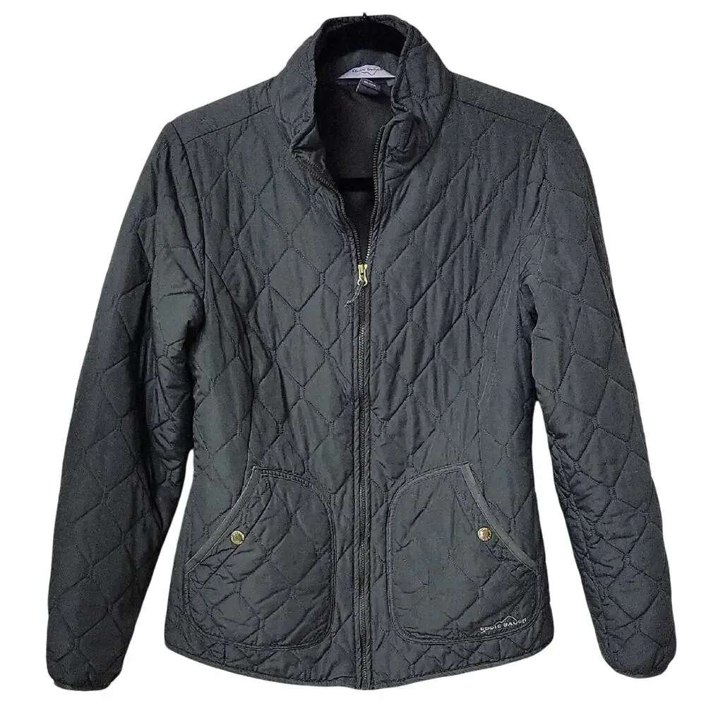 Eddie Bauer Green Quilted Full Zip Jacket Womens Size Small
